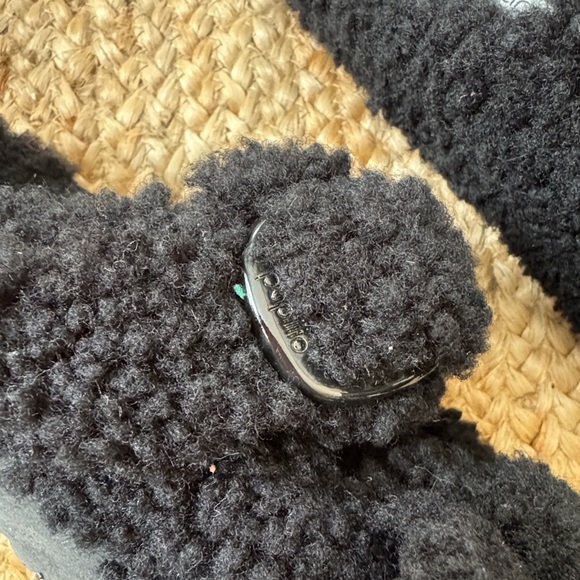 Papillio Birkenstock 41 Black Big Buckle Shearling Teddy Black Sandals Platform - Picture 9 of 9